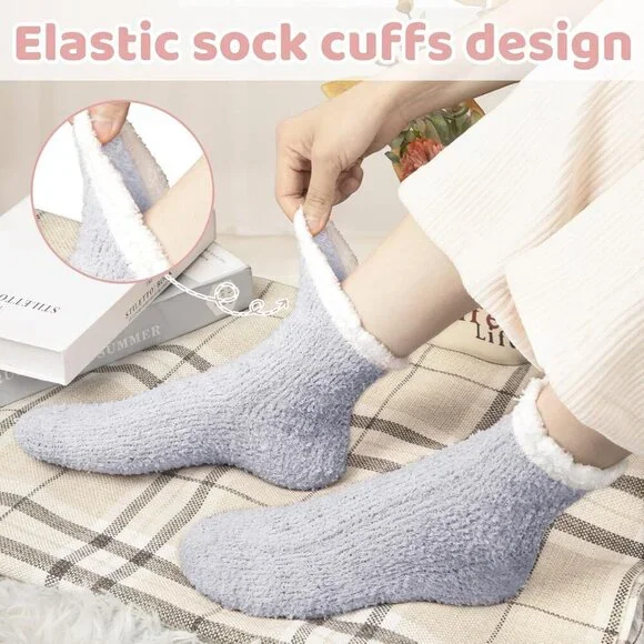 ⭐ 7-Pair Women’s Fuzzy Socks Cozy Warm Fluffy Christmas Winter Gift Set